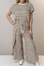 Striped Two-Piece Outfit - Stylish & Comfortable Matching Set