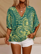 Printed V-Neck Half Sleeve Top - Stylish & Comfortable