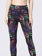 Printed Wide Waistband Active Leggings with Stirrups - High Stretch & Stylish