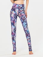 Printed Wide Waistband Active Leggings with Stirrups - High Stretch & Stylish