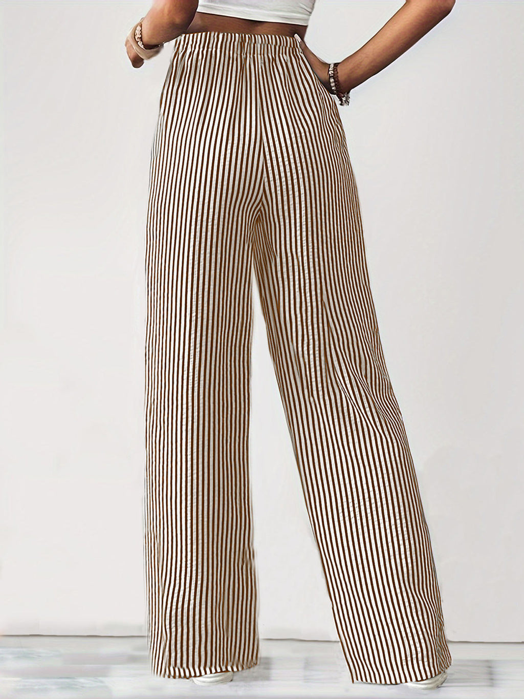 Drawstring Striped Elastic Waist Pants - Casual & Comfortable