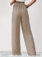 Drawstring Striped Elastic Waist Pants - Casual & Comfortable