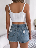 Cable-Knit Short Cami - Chic & Versatile Knitwear