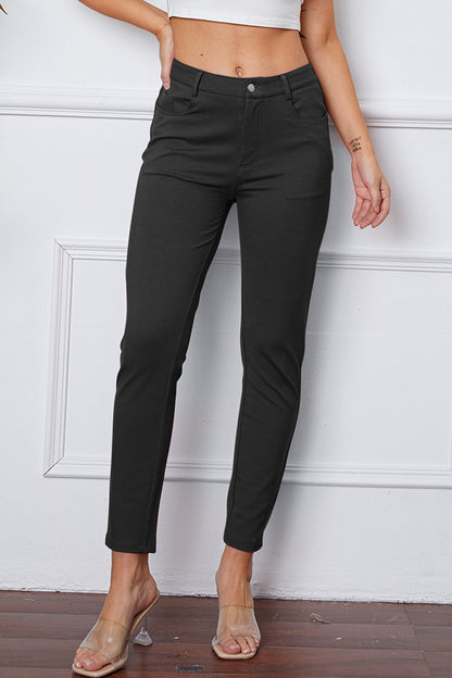 Stretchy Stitch Pocketed Pants by Basic Bae Grey