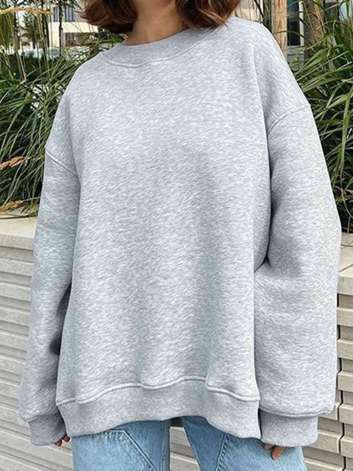 Oversized Round Neck Dropped Shoulder Sweatshirt