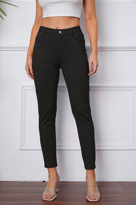 Stretchy Stitch Pocketed Pants by Basic Bae Black