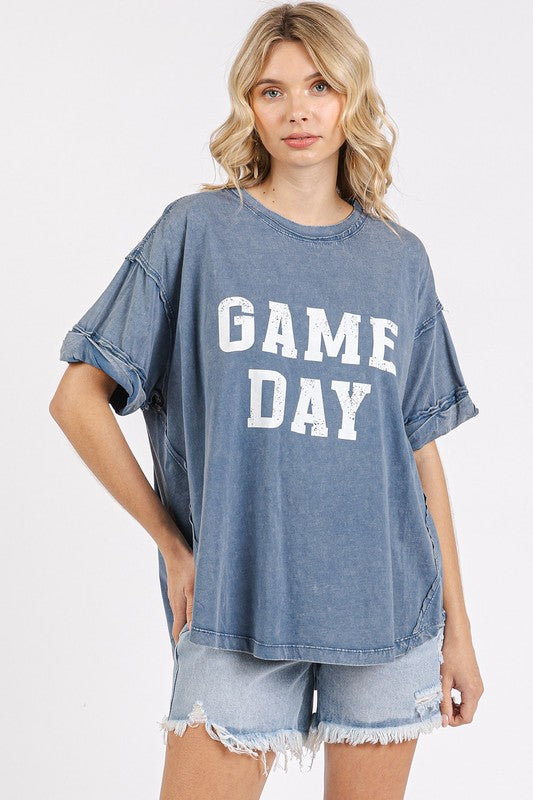 Mittoshop GAME DAY Round Neck Short Sleeve Tee Dusty Blue