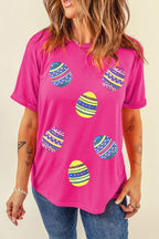 Sequin Easter Egg Short Sleeve T-Shirt - Festive & Stylish