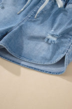 High Waist Distressed Denim Shorts - Stylish & Comfy