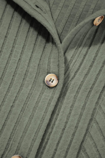 Ribbed Knit Button-Up Cardigan with Pockets â€“ Cozy Everyday Layer