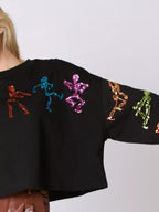 Sparkling Halloween Skeleton Sequin Sweatshirt