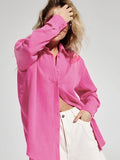 Textured Long Sleeve Collared Shirt - 100% Cotton Pink
