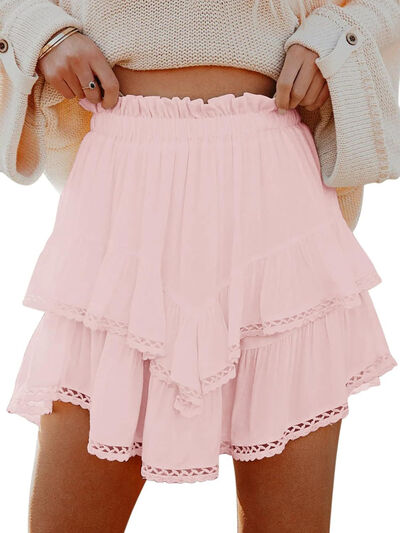 Elegant Lovelet Lace Detail Layered Skirt