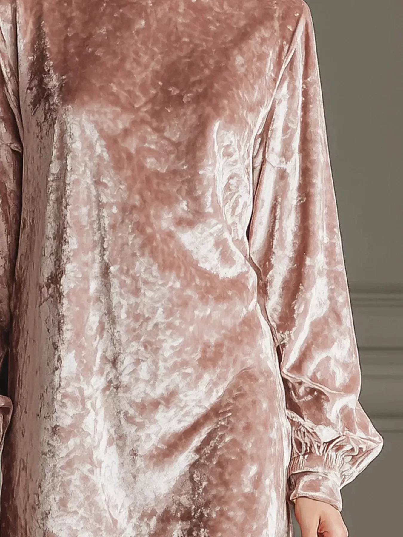 Full-Size Velvet Long Sleeve Mini Dress (Plus Size)