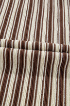 Stripe Textured Crew Neck T-Shirt with Side Slits - Relaxed Fit