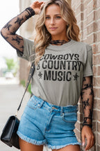 Letter Graphic Round Neck T-Shirt - Casual & Trendy