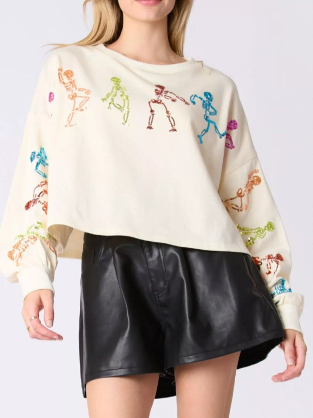 Sparkling Halloween Skeleton Sequin Sweatshirt