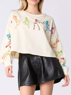 Sparkling Halloween Skeleton Sequin Sweatshirt