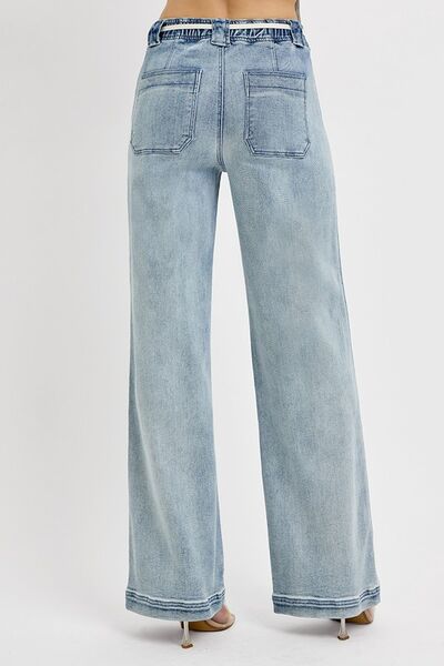 RISEN Full-Size Straight Leg Jeans with Functional Pockets
