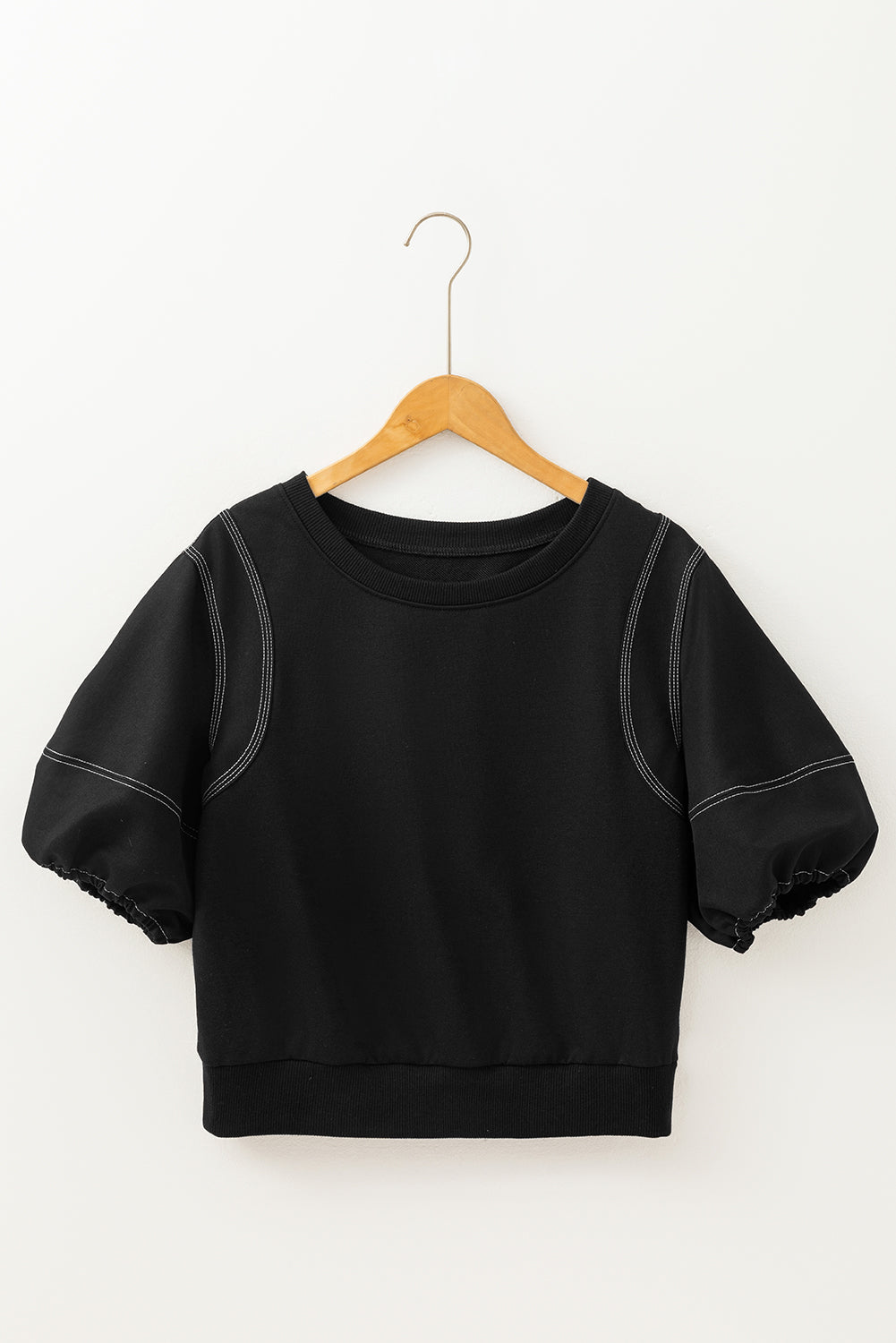 Contrast Stitched Detail Half Sleeve Blouse for Women