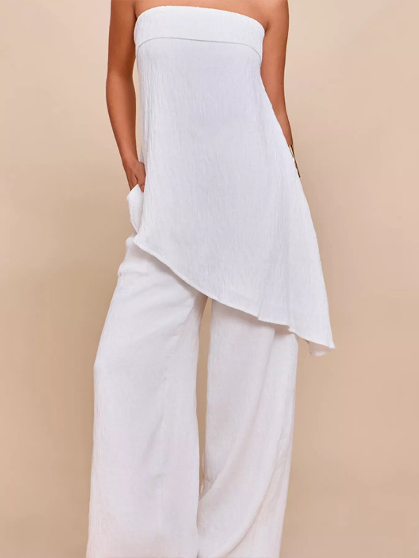 Full-Size Asymmetrical Hem Tube Top & Pants Co-Ord Set