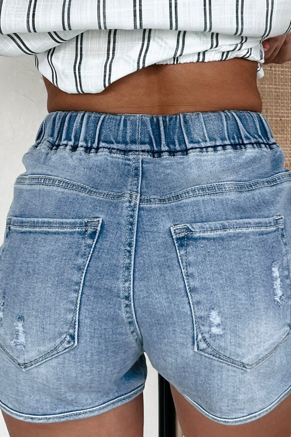 High Waist Distressed Denim Shorts - Stylish & Comfy