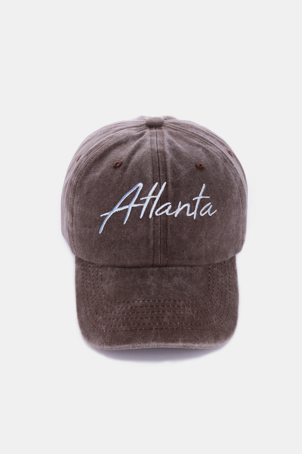 Washed ATLANTA Embroidered Baseball Cap Atlanta Brown One Size