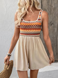 Easy Chic Ruched Strap Romper Tan