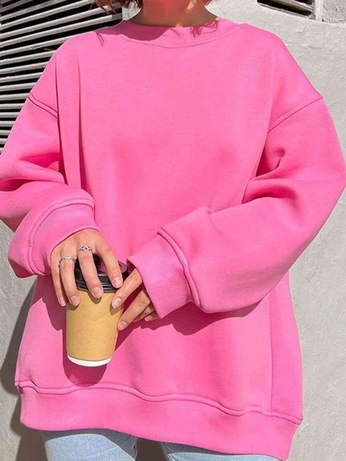 Oversized Round Neck Dropped Shoulder Sweatshirt