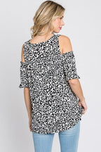 Heimish Full Size Leopard Print Cold Shoulder T-Shirt