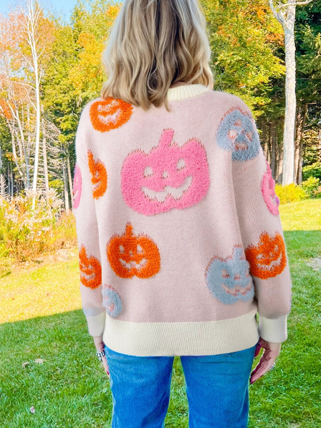 Halloween Cute Pumpkin Pattern Knit Sweater