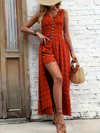 V-Neck Sleeveless Dress and Shorts Set