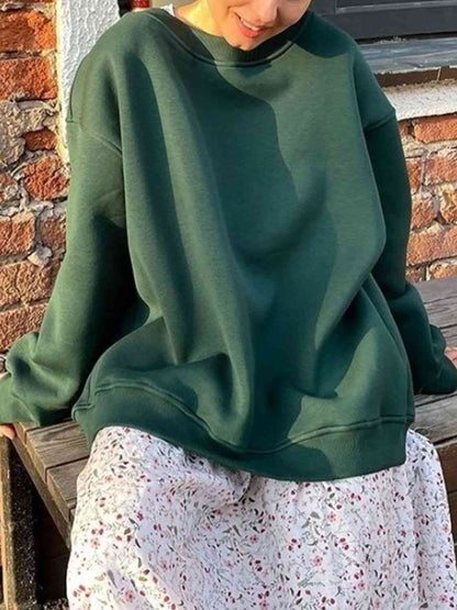 Oversized Round Neck Dropped Shoulder Sweatshirt