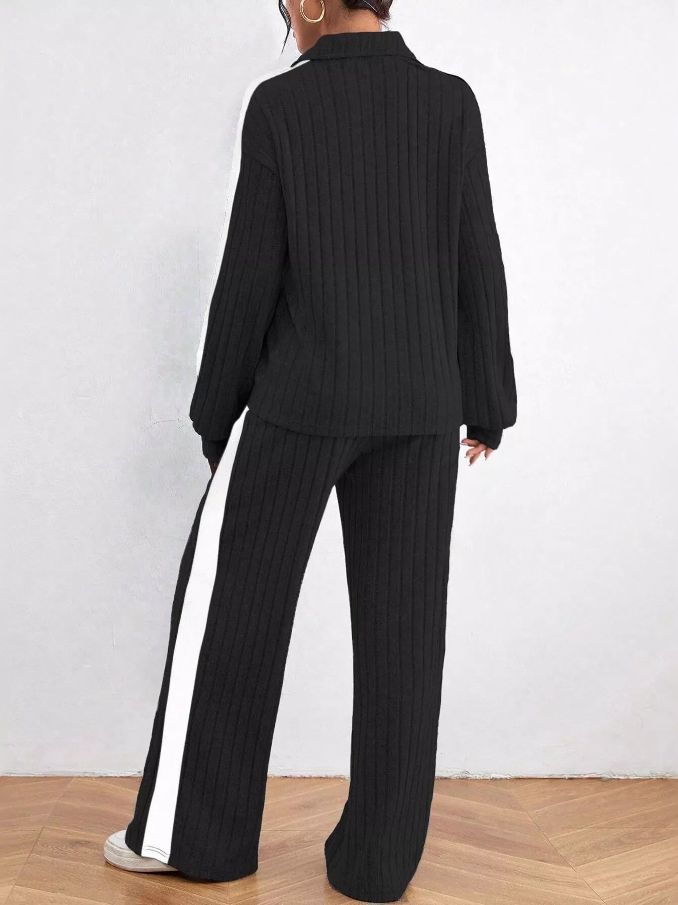 Ribbed Two-Piece Long Sleeve Top & Pants Set