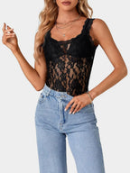 Delicate Lace Scoop Neck Tank Top