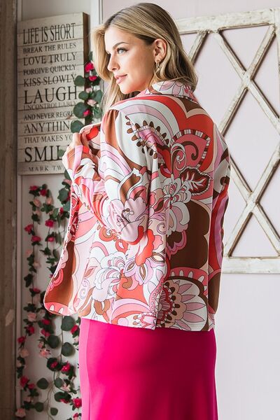 Heimish Full Size Shawl Floral Open Blazer Plus Size