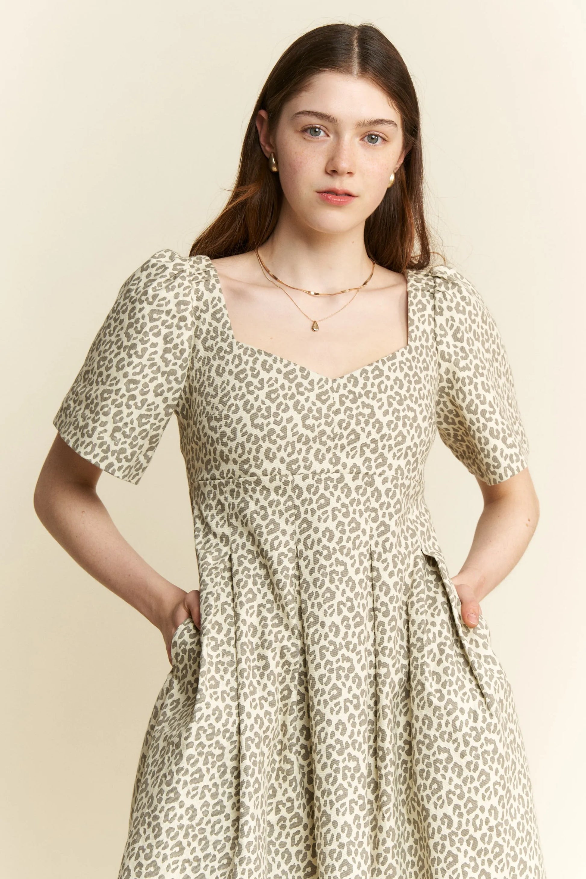 Jade By Jane Bell Sleeve Leopard Print Midi Dress