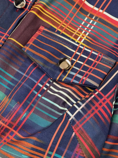 Plaid Button-Down Maxi Shirt Dress