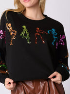 Sparkling Halloween Skeleton Sequin Sweatshirt
