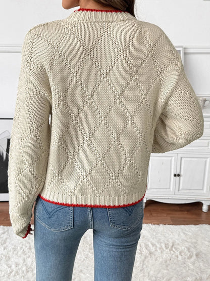 Cozy Fish Pattern Round Neck Sweater