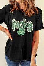 Lucky Clover St. Patrick's Day Graphic T-Shirt Black