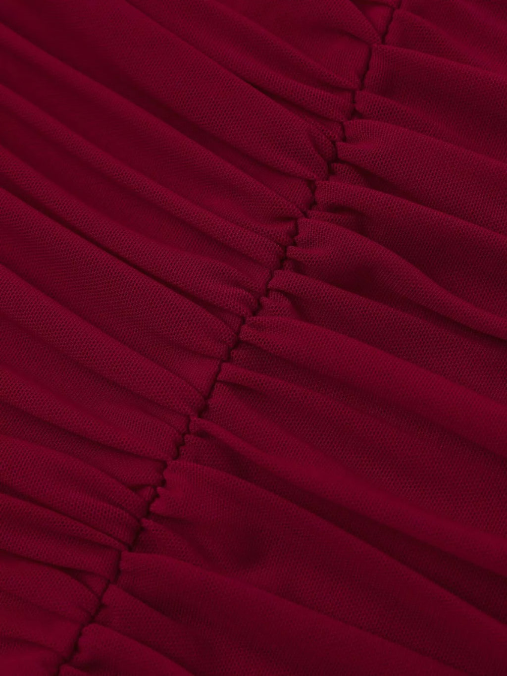 Halter Neck Ruched Mesh Slit Maxi Dress