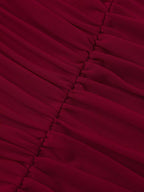 Halter Neck Ruched Mesh Slit Maxi Dress