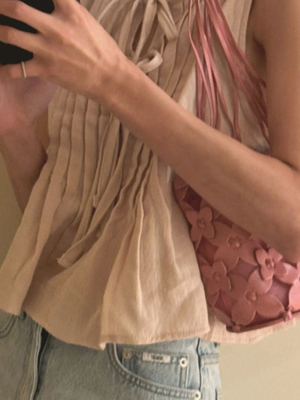 Tie-Front Sleeveless Summer Blouse â€“ Lightweight Ruched Top