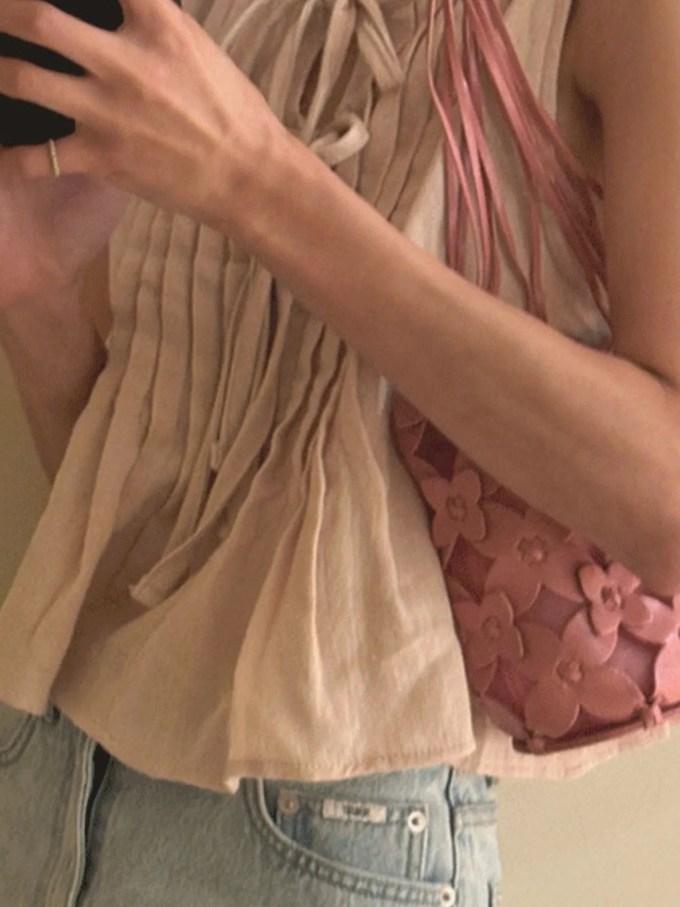 Tie-Front Sleeveless Summer Blouse â€“ Lightweight Ruched Top