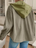 Thermal Knit Hooded Zipper Jacket with Drawstring