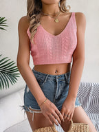 Cable-Knit Short Cami - Chic & Versatile Knitwear