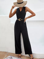 Sleeveless V-Neck Wide Leg Jumpsuit