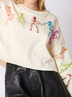 Sparkling Halloween Skeleton Sequin Sweatshirt