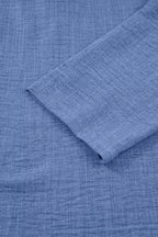 Classic Roll-Up Sleeve Notched Collar Blouse with Pocket Detail